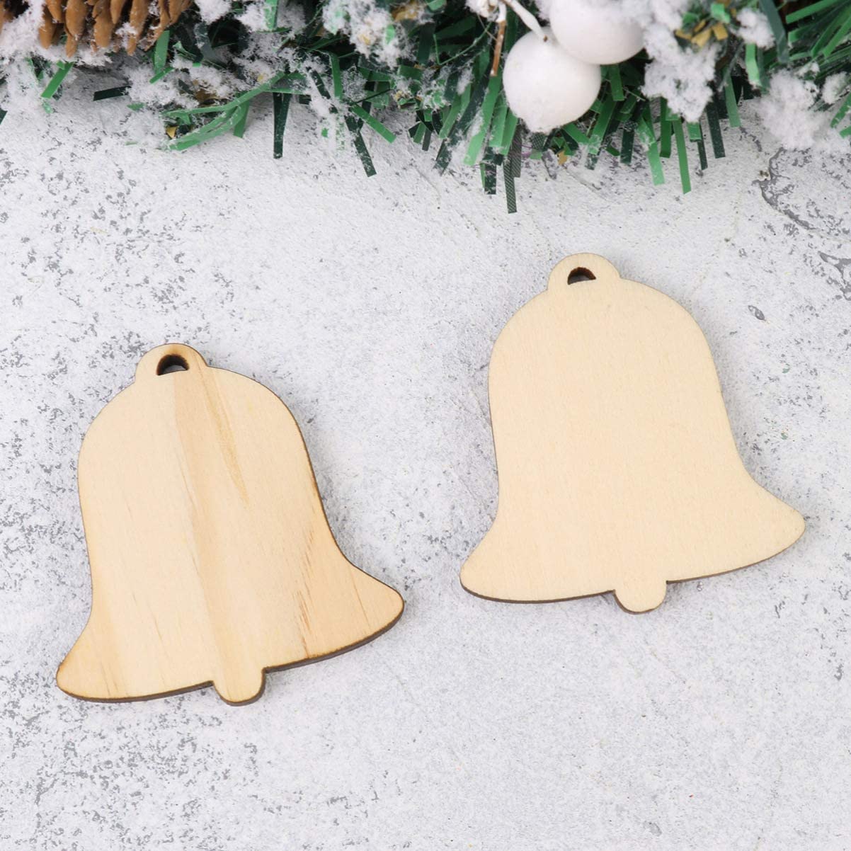 Haoser 10 PCS Bell Hanging Wooden Christmas Tree Ornaments – Rustic Holiday Decor for Christmas Trees & DIY Crafts
