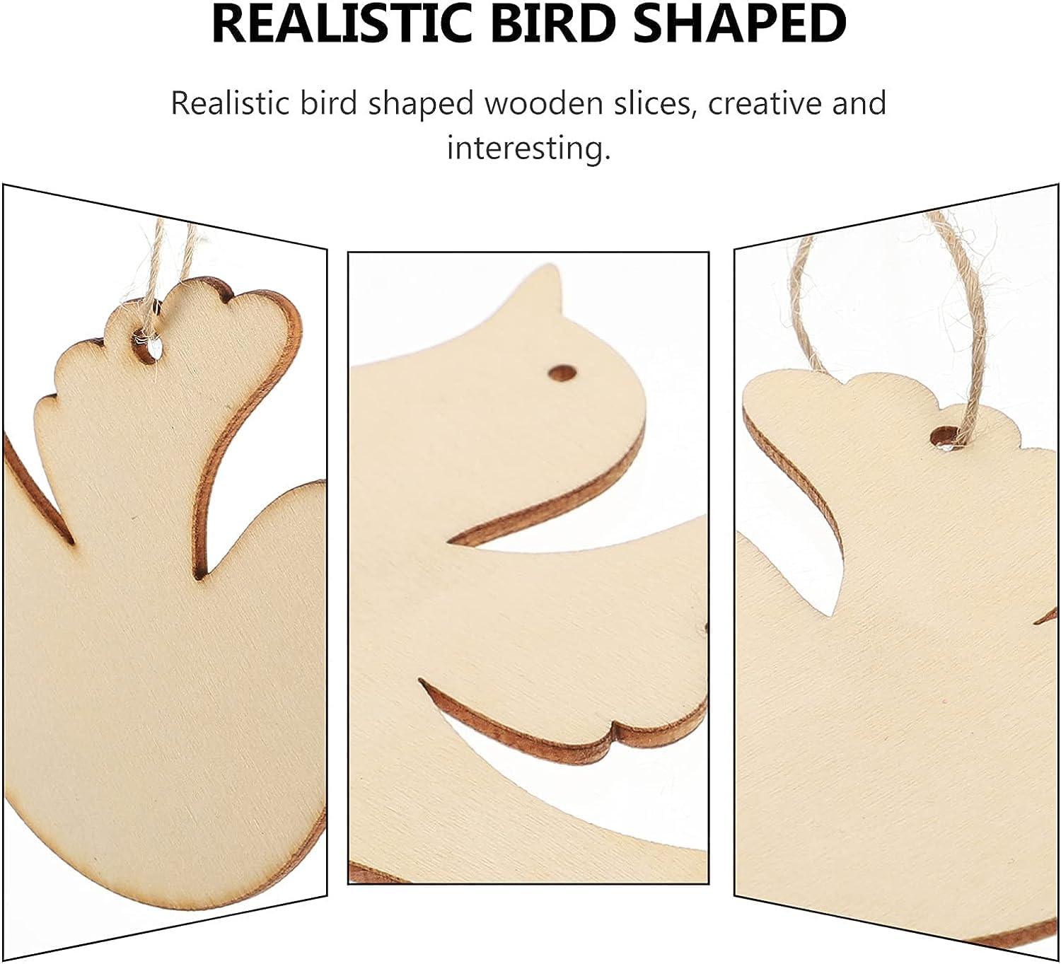 Haoser Wooden Bird Cutouts, Unfinished Wood Birds, Bird Wood Shapes, 12 Piececs Bird Wood DIY Crafts Cutouts,Bird Wood Cutouts,Bird Wood DIY Crafts Cutouts,Hanging Wooden Birds Ornaments - Haoser