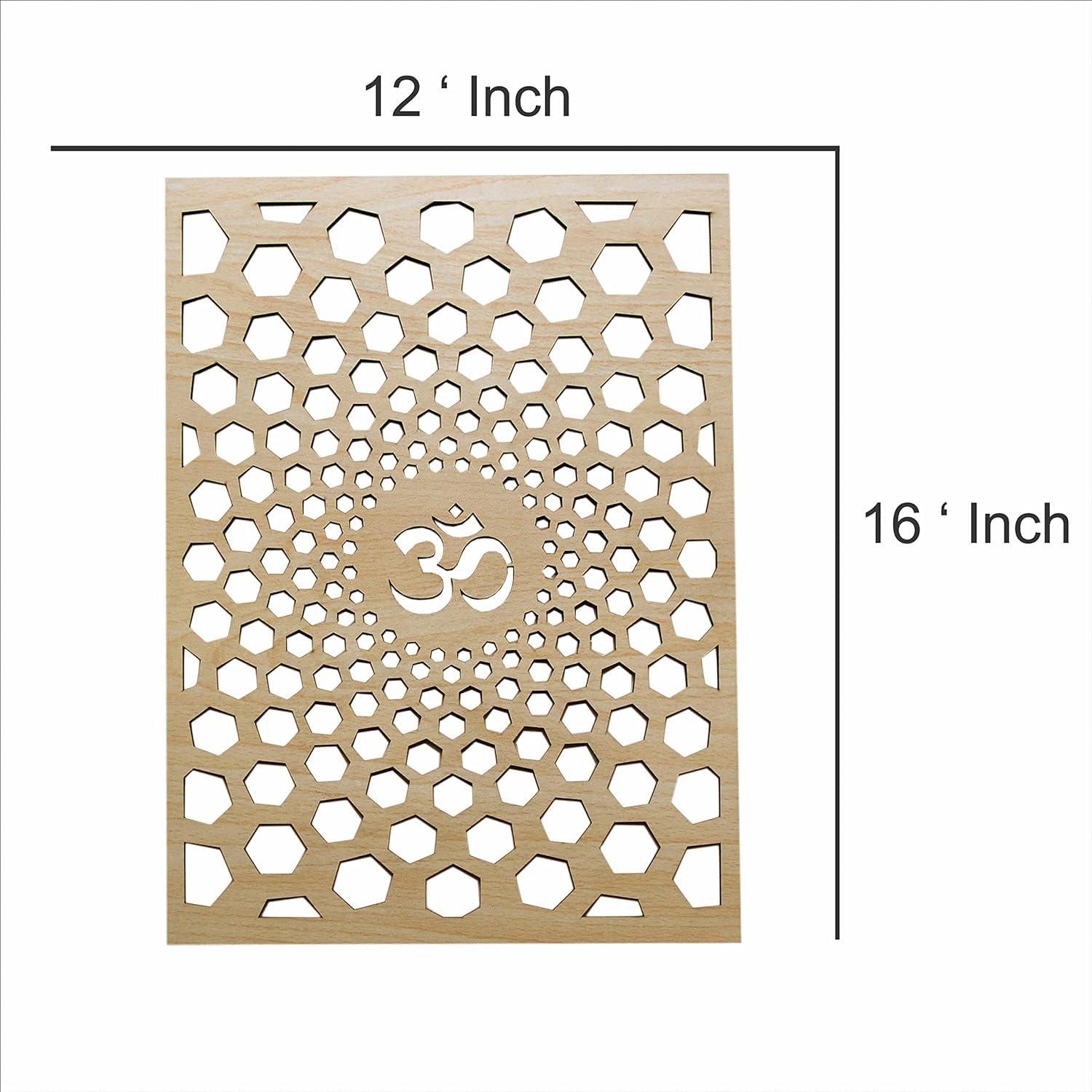 Haoser Beautiful Wooden OM Design for Wall Hanging ON Hotel,CAFES, Bedroom,Temple decor wall panel-Size-40CM X 30CM mdf pine - Haoser