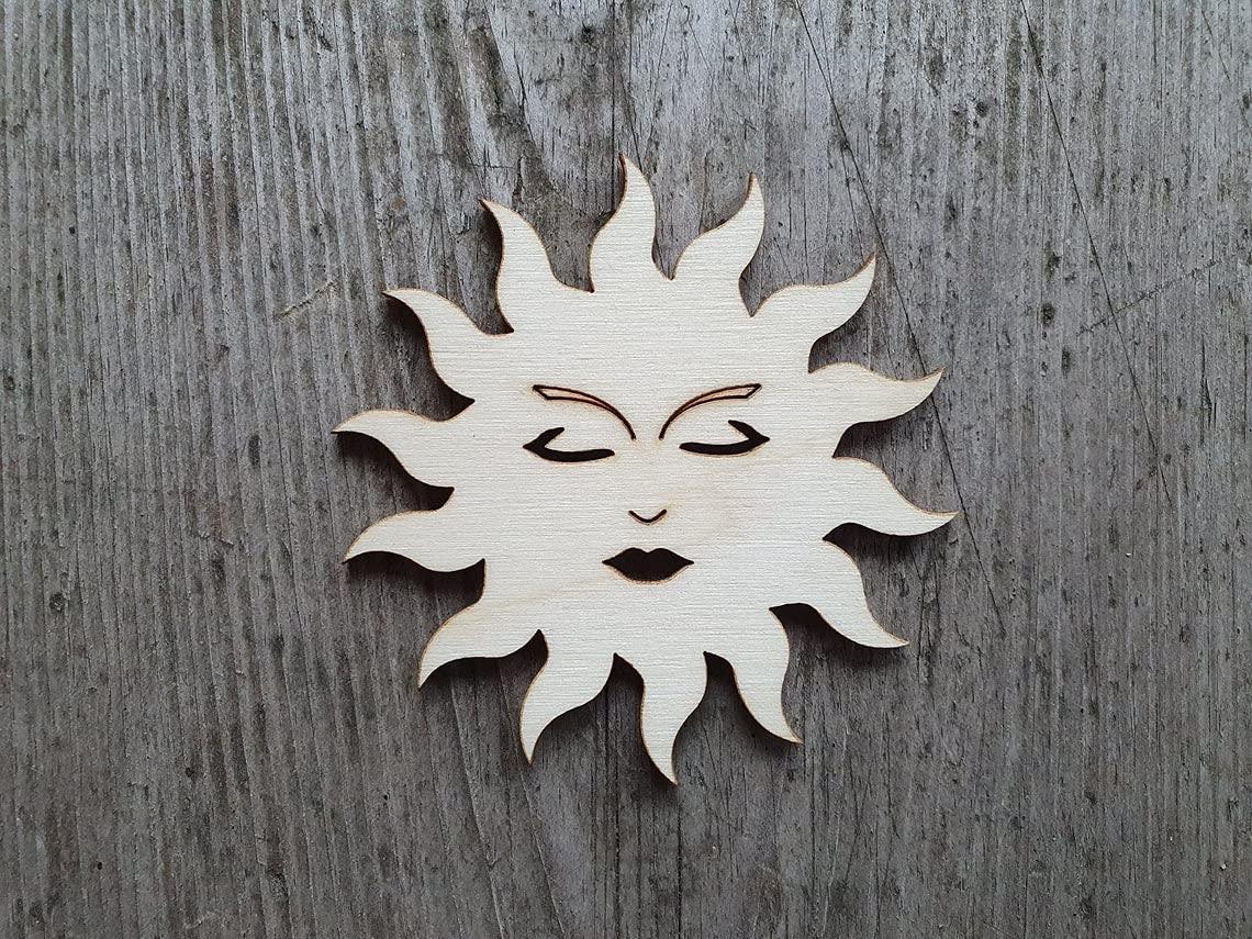 Haoser 3mm Wooden Sun Cutouts for Scrapbooking Arts Crafts DIY Decoration Display Décor - Haoser
