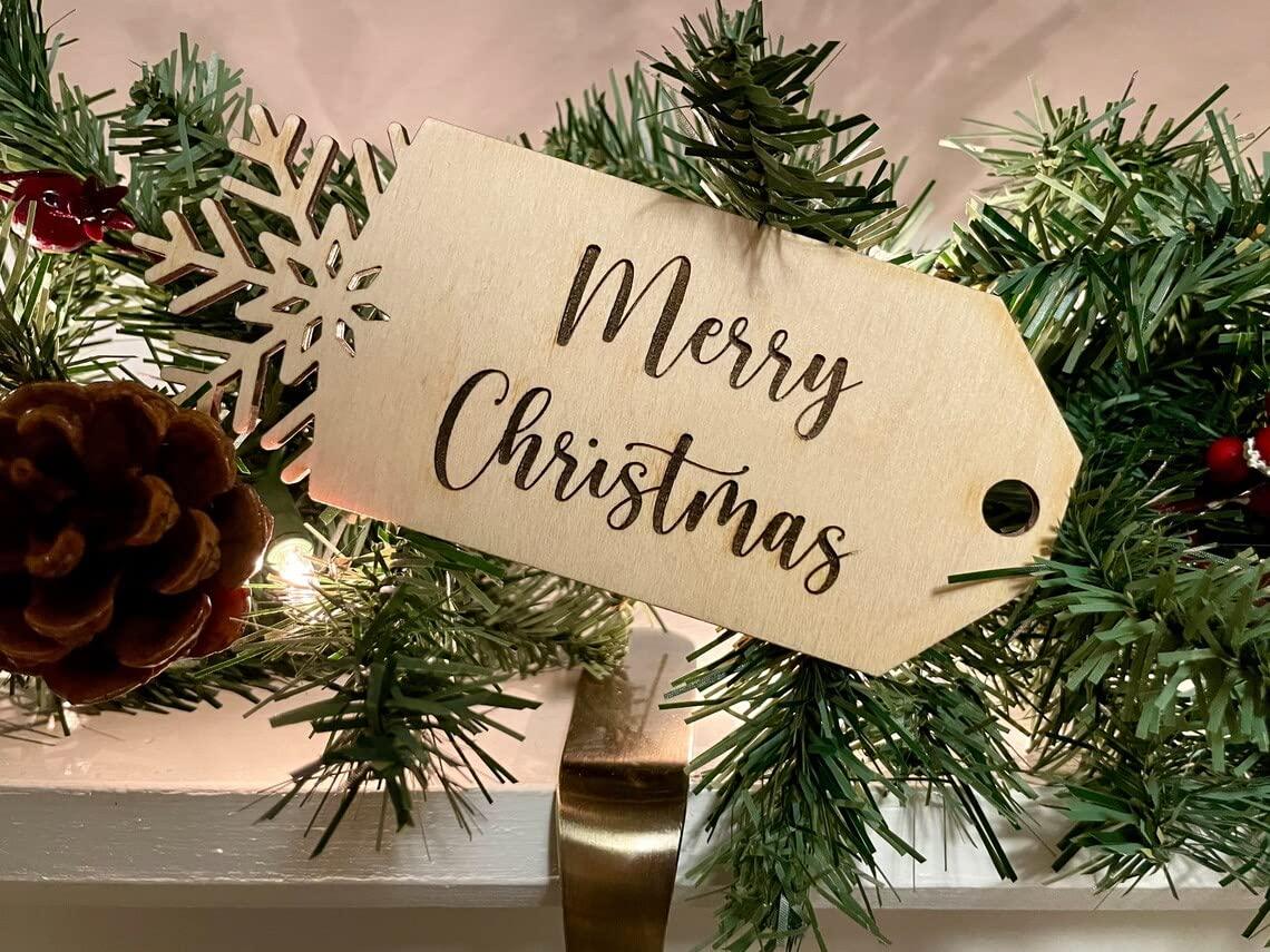 Haoser Unfinished Wooden Tags for Crafts with Holes and Twine, Wood Gift Tag (2.5 x 1.5 in, 20 Pack) - Haoser