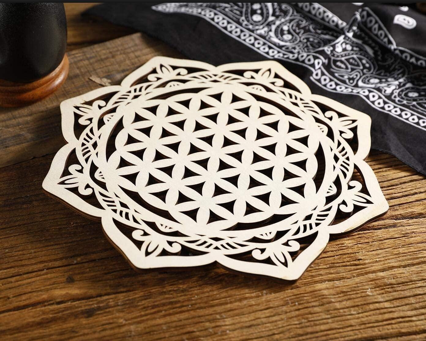 Curious Button Unfinished Wooden Geometry Wall Art Hanging Wall Sculpture Meditation Centerpiece for Home, Living Room, Yoga Wall Art, Wall Decor, Modern Wooden Wall (30 cm) - Haoser