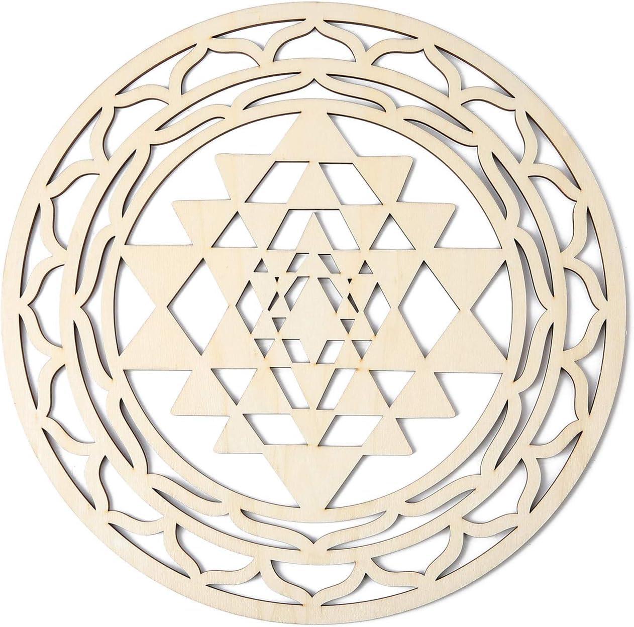 Curious Button Unfinished Wooden Geometry Wall Art Hanging Wall Sculpture Meditation Centerpiece for Home, Living Room, Yoga Wall Art, Wall Decor, Modern Wooden Wall (30 cm) - Haoser