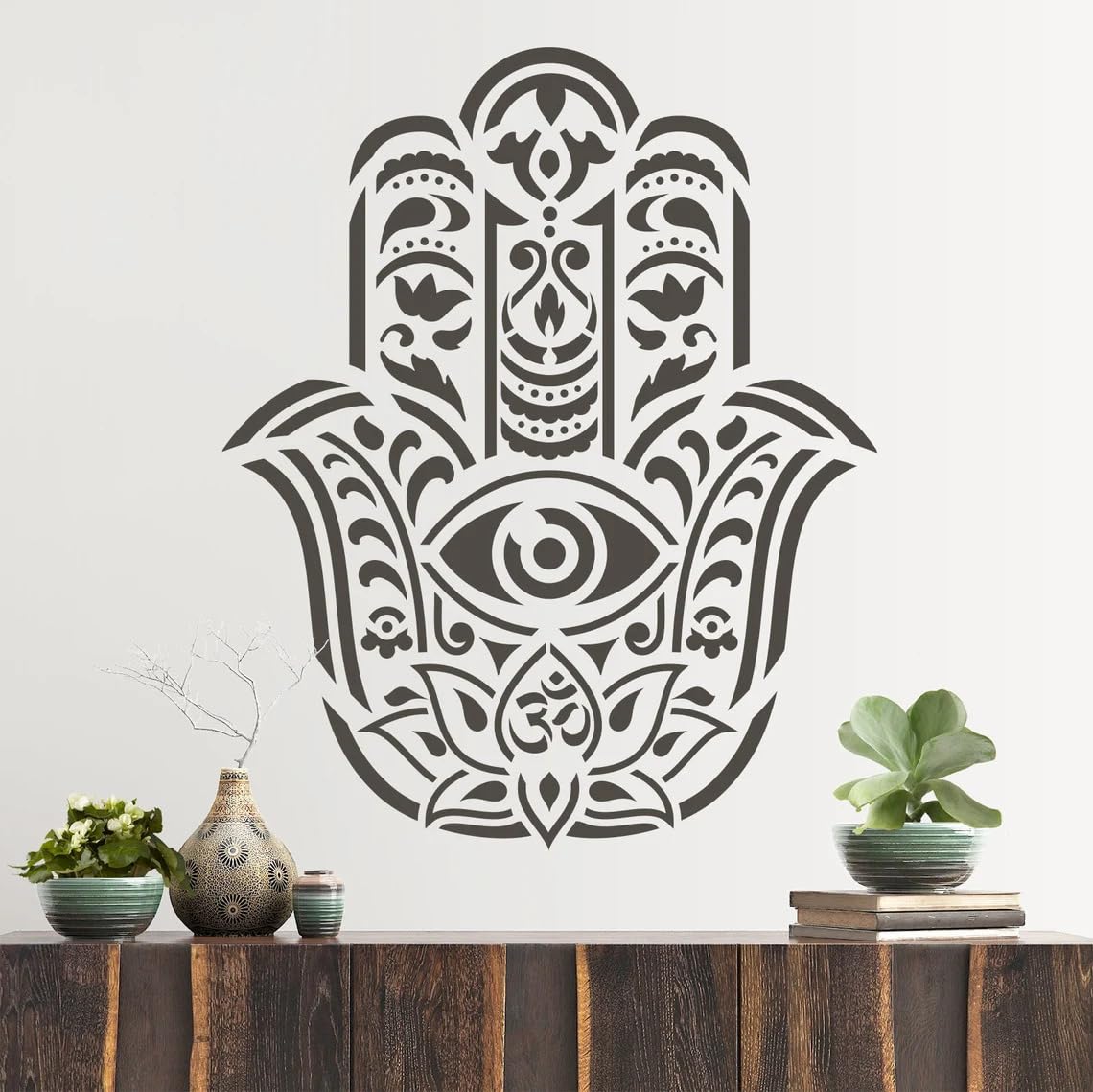 Hamsa Palm Mandala Stencil – Reusable Large Mandala for Painting Wall