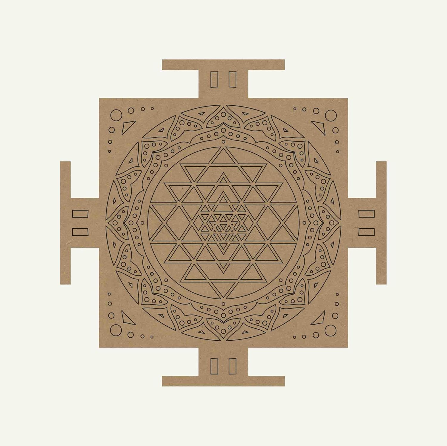 Wooden Shri Yantra Premarked Cutout – 11.5 x 11.5 Inch MDF Board for Diwali Decoration, Vastu Mandala Wall Art