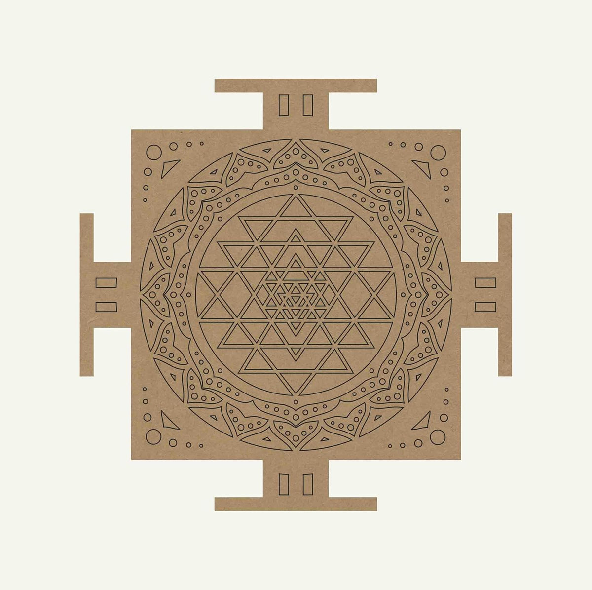 Wooden Shri Yantra Premarked Cutout – 11.5 x 11.5 Inch MDF Board for Diwali Decoration, Vastu Mandala Wall Art