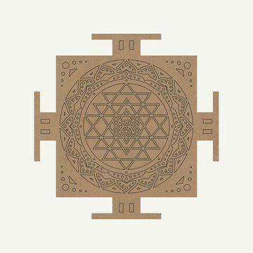 Wooden Shri Yantra Premarked Cutout – 11.5 x 11.5 Inch MDF Board for Diwali Decoration, Vastu Mandala Wall Art