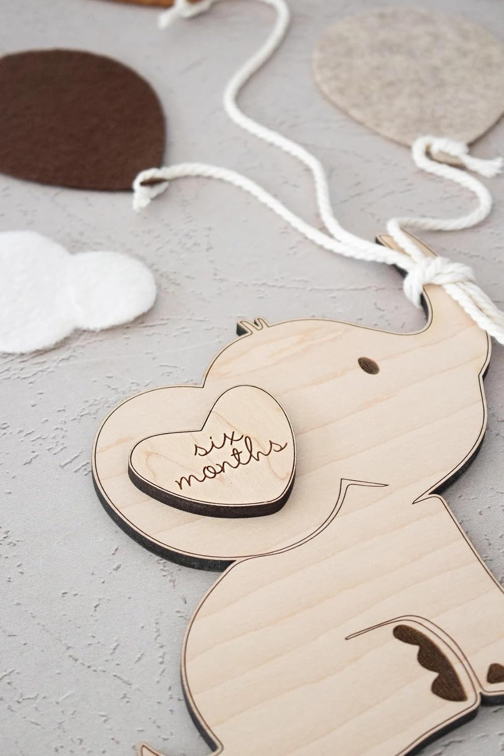 Set 1 Wooden Elephant Monthly Milestone Markers – Baby Photo Prop