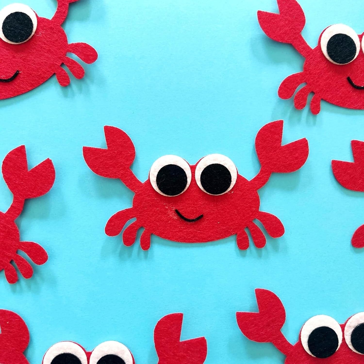 6 Pcs Felt Crab Cutouts (4.09 x 2.36 Inch) | Sea Animal Shapes for DIY Crafts, Kids Activities