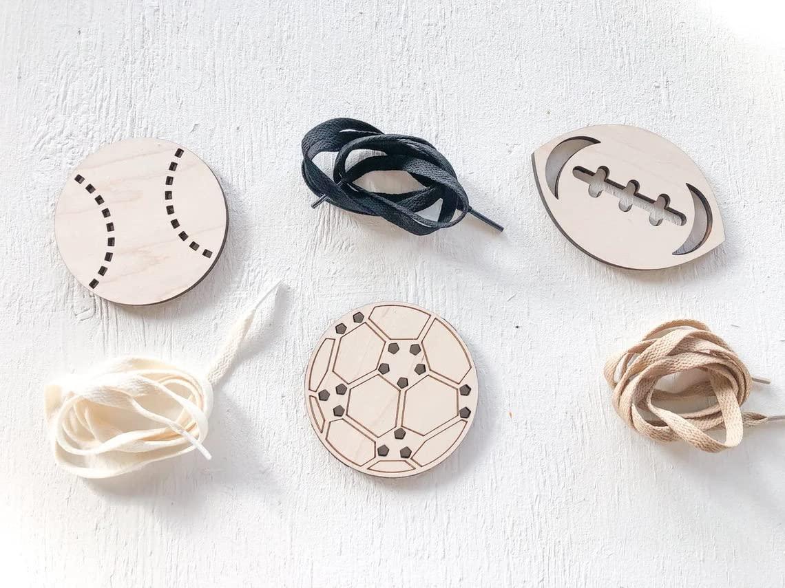 Haoser 3 Wooden Lacing Toy Lacing Toy Toddlers, Wooden Threading Toys, Educational and Learning Montessori Activity Baby and Kids, Fine Moto Pack of 3r Skill Toys, Star Square... - Haoser