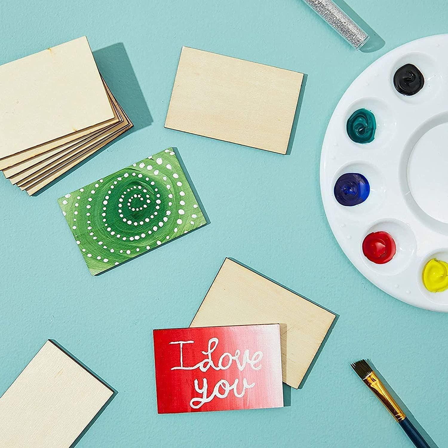 Haoser Unfinished Wood MDF Cutouts Rectangle-Shaped,MDF Boards for Art and Craft Projects, Hanging Decorations 6x3 in Pack of 30, Rectangle Craft - Haoser