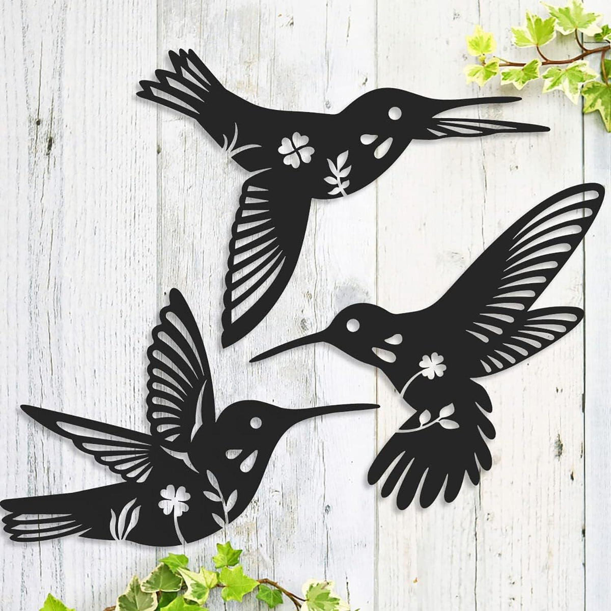 Curious Button Beautiful Black Birds Wall Art Decor for Home Decor, Wooden Birds Wall Sculpture for Home, Kitchen Wall Decoration Home, Living Room, Office, Bedroom (25cm, Set of 3) - Haoser