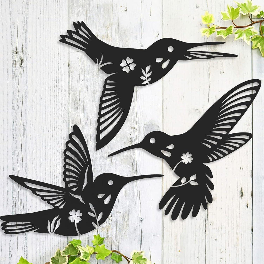 Curious Button Beautiful Black Birds Wall Art Decor for Home Decor, Wooden Birds Wall Sculpture for Home, Kitchen Wall Decoration Home, Living Room, Office, Bedroom (25cm, Set of 3) - Haoser