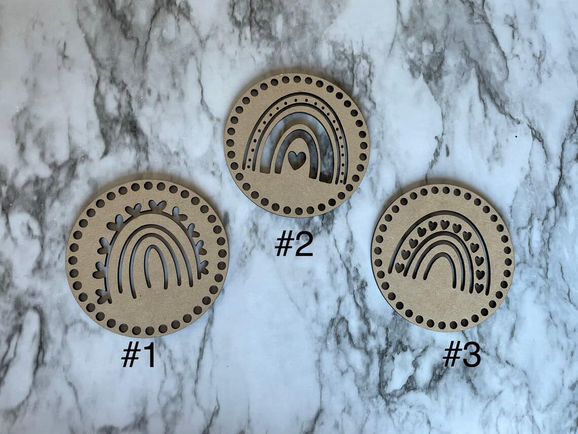 Pack of 3 Wooden MDF Macrame Mandala Boho Rainbow Coaster Blanks | DIY Mandala Frames & Findings for Resin, Crochet, Macrame & Crafts (4 Inch, 3 Styles)