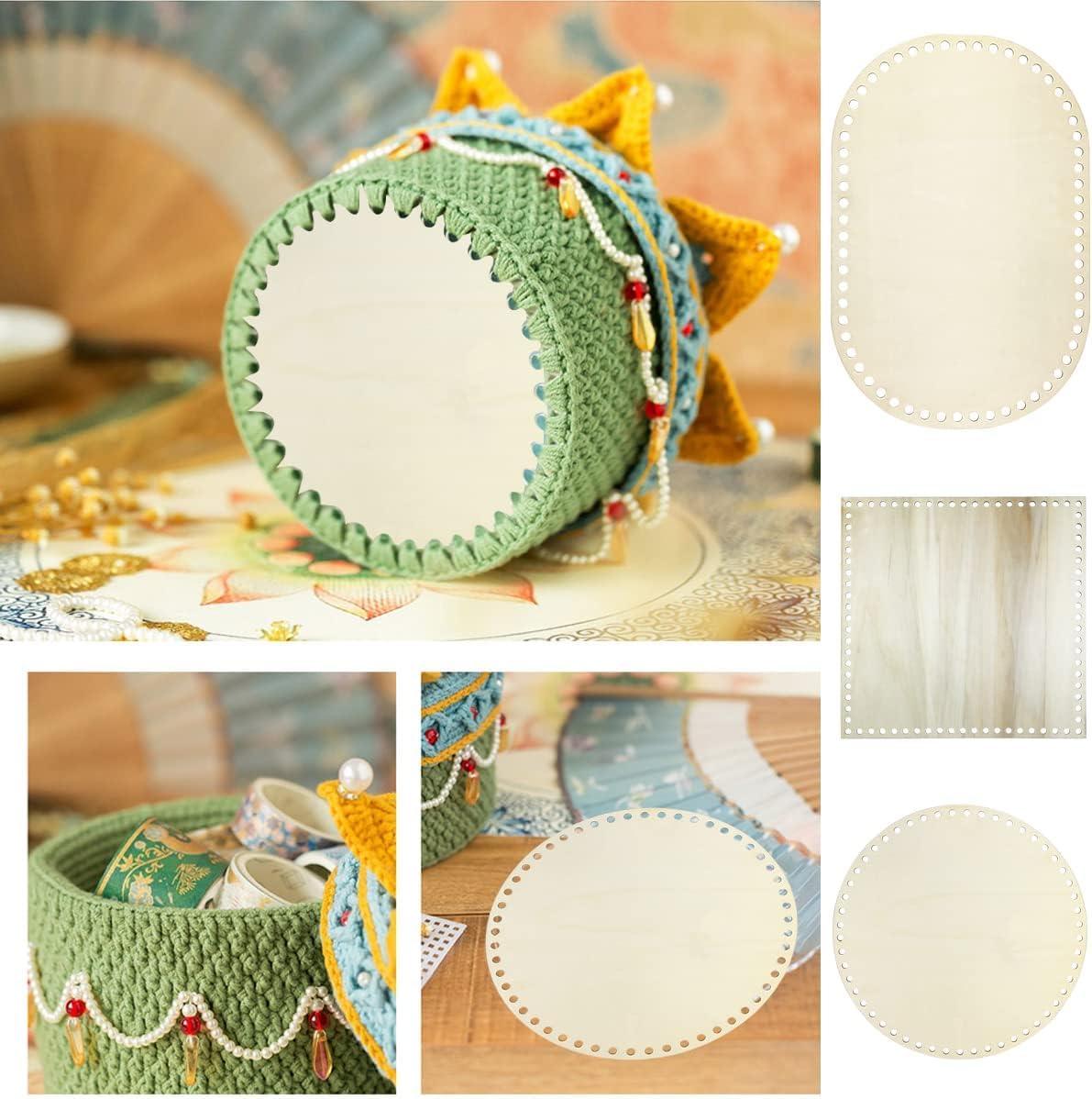 Haoser 6 Pieces 3 Styles Wooden Crochet Bag Bottom Oval Crochet Basket Wood Base Blank Wooden Basket Bottoms Shaper for DIY Basket Weaving Crochet Supplies DIY Bag Shoulder Bags Purse Making - Haoser