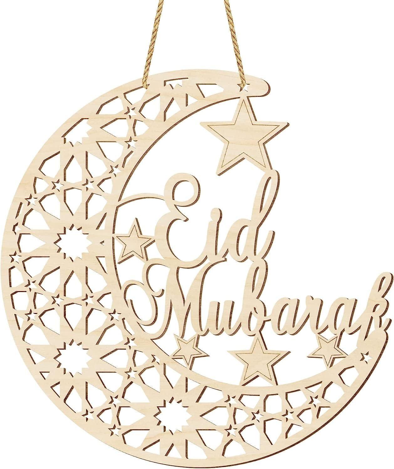 Haoser Eid Wreath - Eid Mubarak Sign (12 inches) - Ramadan Decorations for Home - Ramadan Decor -Ramadan Door Decoration - Ramadan Sign 2024- Ramadan Gifts - Haoser