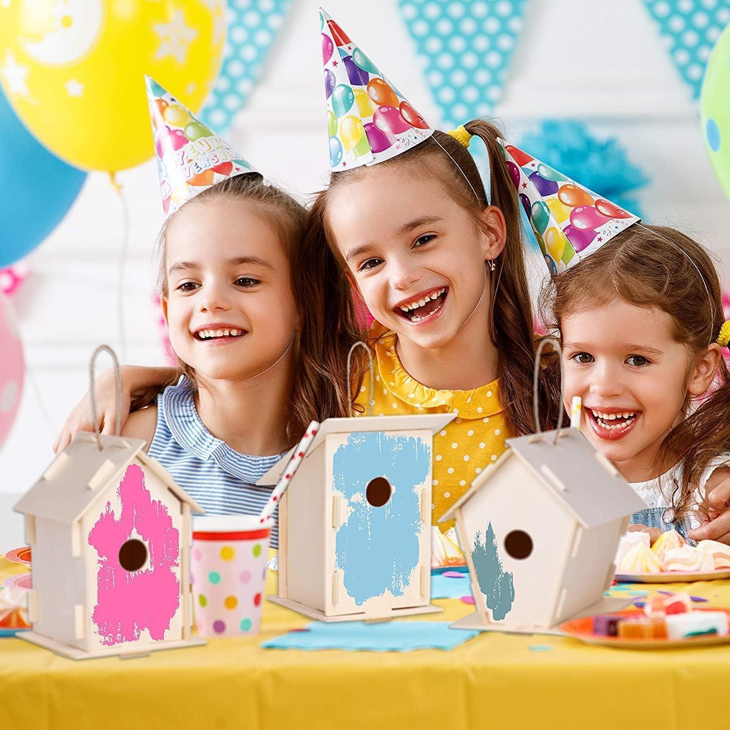 Haoser DIY Wooden Birdhouses - Creative Arts and Crafts Set for Kids and Adults - Unfinished Wood Birdhouse Kits with Paint kit, Brushes- Build Your Own Bird Houses-Pack of 2 - Haoser