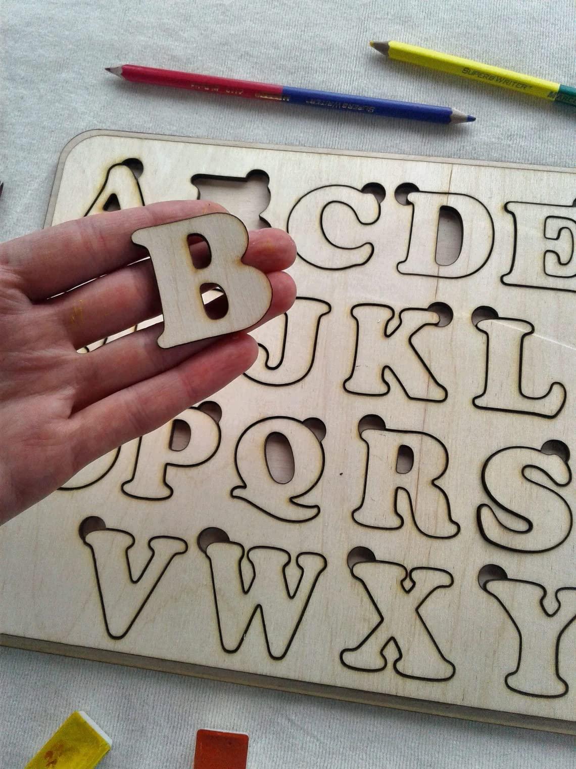 Haoser Wooden English Alphabet Letters, lphabet Toy, Wooden Capital Alphabets Letters,Learning Educational Puzzle Toy for Kids - Haoser