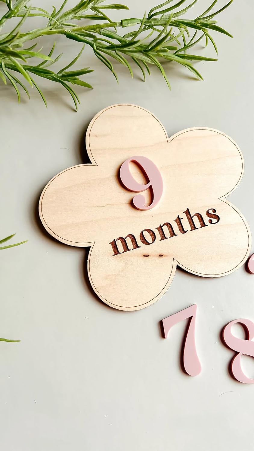 Wooden MDF Baby Monthly Milestone Cards Set (4.5 Inch)