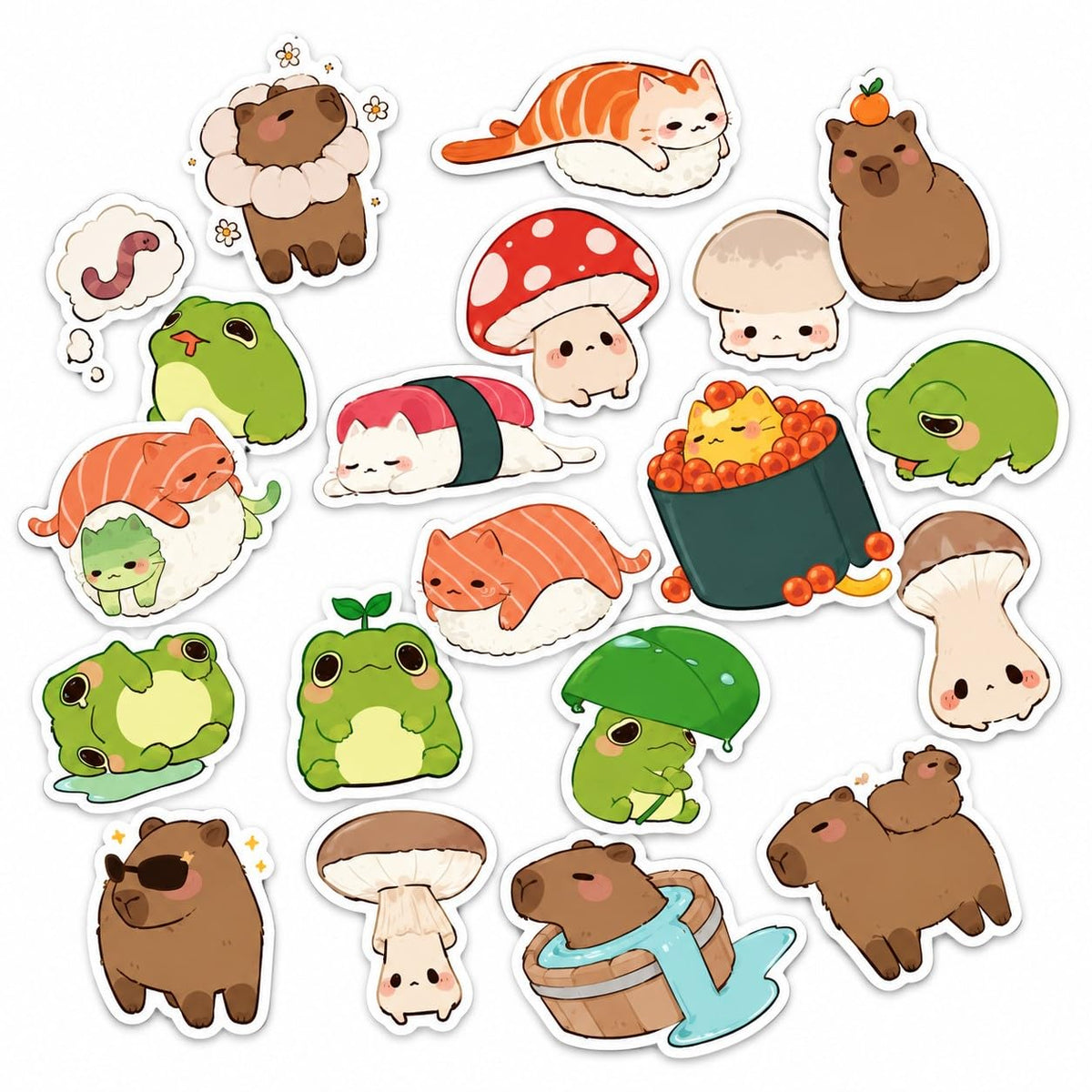Haoser Haoser Random Mini Stickers Pack of 10 | Cute Tiny Paper Stickers with Glossy Finish | Cute Cat & Animal Stickers | Small Decorative Stickers for Scrapbooking, Diary, Laptop & DIY Crafts