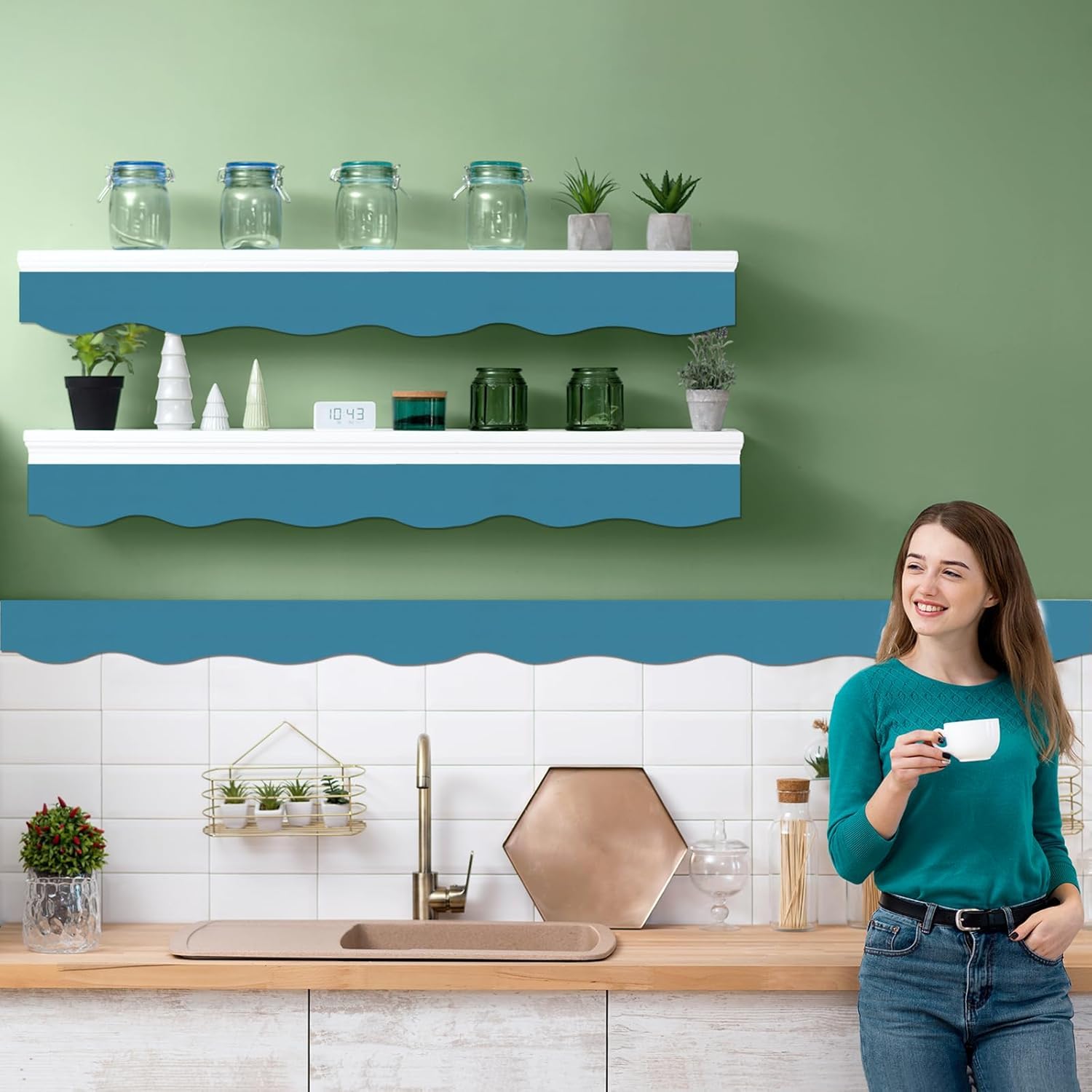 12 Pcs Unfinished Scalloped Decorative Wooden Trim | 15x1.57 Inch DIY Wooden Molding for Wall, Shelf, Cabinet, Window & Door Decoration