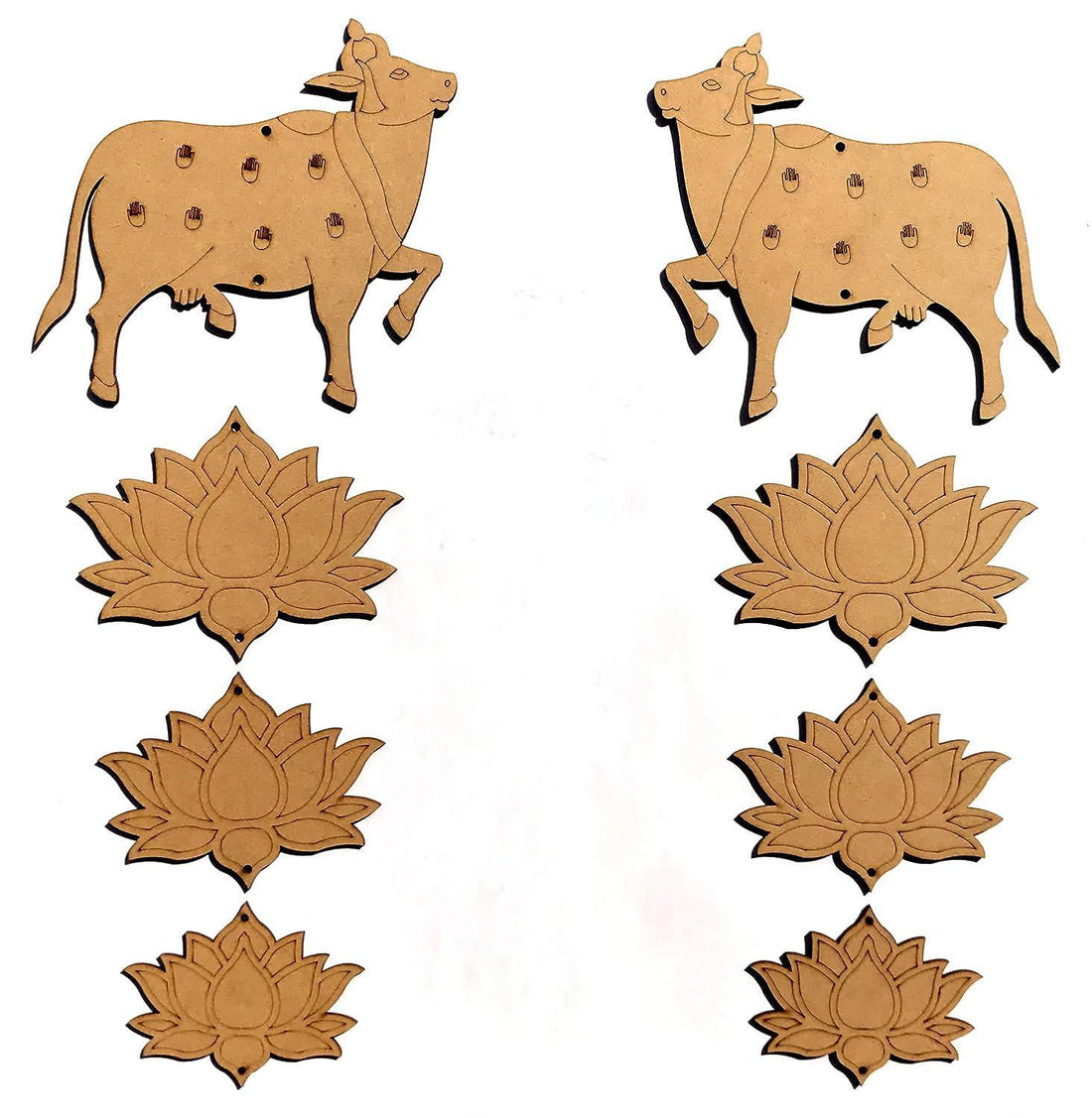 Haoser Pichwai Painting MDF Cutouts,Pichwai Cow Cutouts,Art and Craft for Diwali Decorations,Lotus Cutouts,Hanging orgnaments for Craft kit,Wall Hanging Decor(only Cutouts) - Haoser
