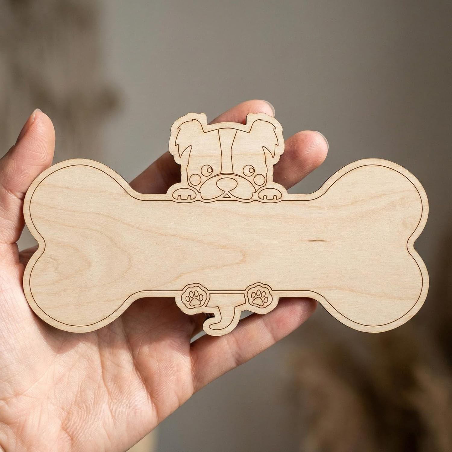 Set of 5 Wooden Dog Bone Name Board Blanks | 6 Inch MDF Craft Base | Unfinihsed Wood