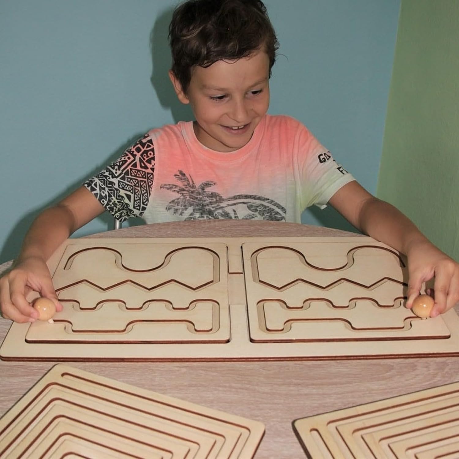 4 Pcs Montessori Tracing Board for Kids | 6 x 6 Inch Wooden Pre-Writing Activity Boards