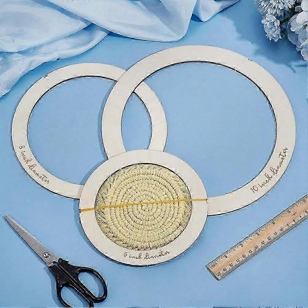 6 Pcs Wooden Macrame Ring Cutting Molds – DIY Craft Template for Wall Hanging & Knotting, 3 Sizes (20cm, 26.7cm, 33.3cm), 2 Pcs Each for Macrame Projects