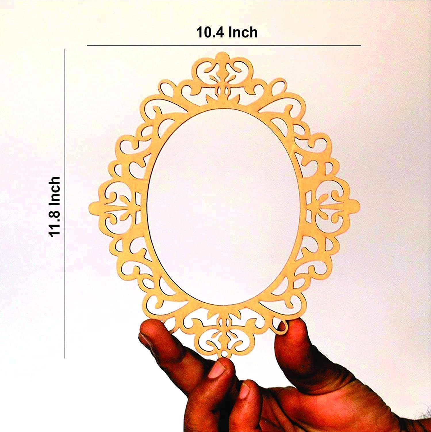 Haoser Pack of 2 Unfinished Wood MDF Oval Mirror Photo Frame Cutout 11.8 x 1.4 INCH Craft DIY Projects, Unfinished Wooden Picture Frames for Crafts and DIY Ornaments for Embellishment, - Haoser