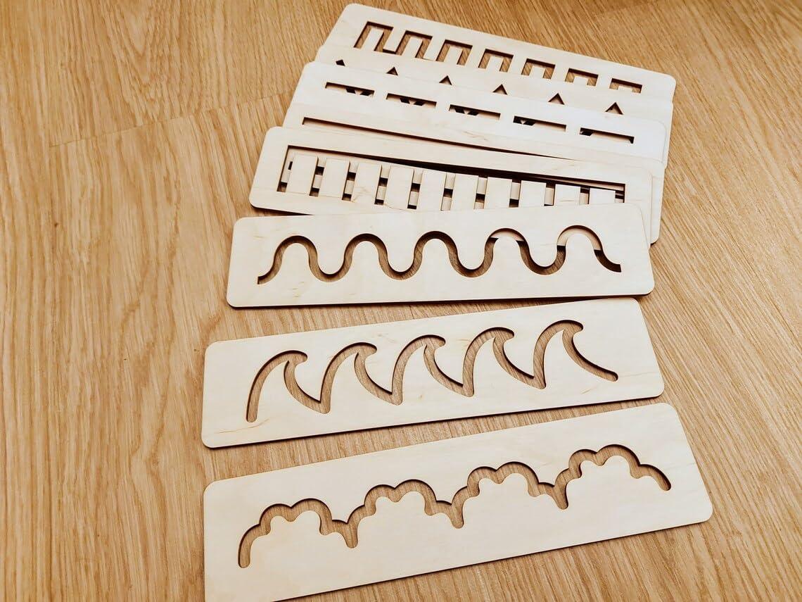 Haoser Wooden Montessori Stencil Set for Toddler, Educational Toy for Kids, Wooden Stencils Set,Activity Toys for Kids