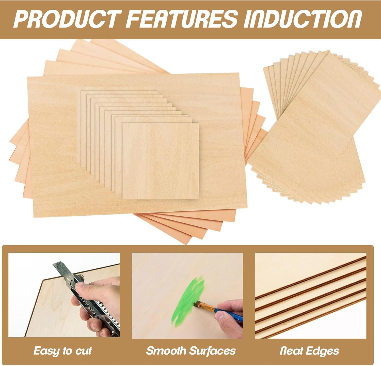 25 Pcs MDF Sheets, Basswood Sheets, Blank Wood Slices, Natural Wooden Rectangle for Wood Craft, Pyrography Kit