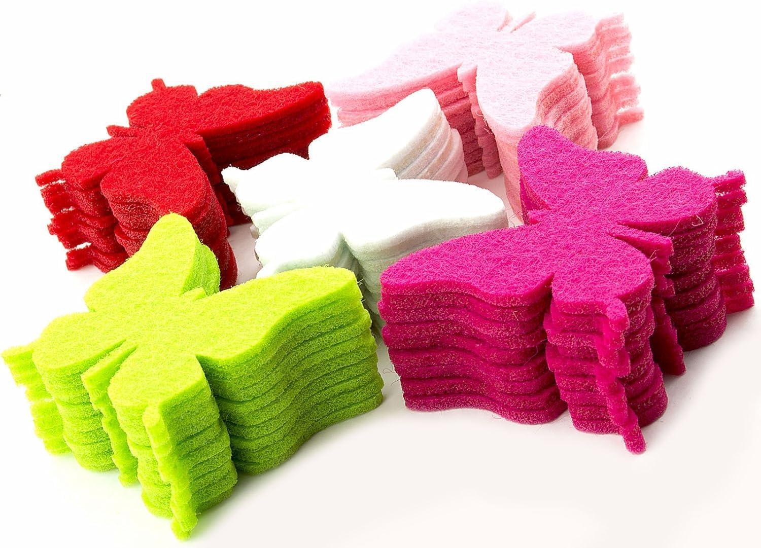 Haoser 50 pcs Colorful Felt Butterfly Die Cut Embellishment, Felt Butterfly - Haoser
