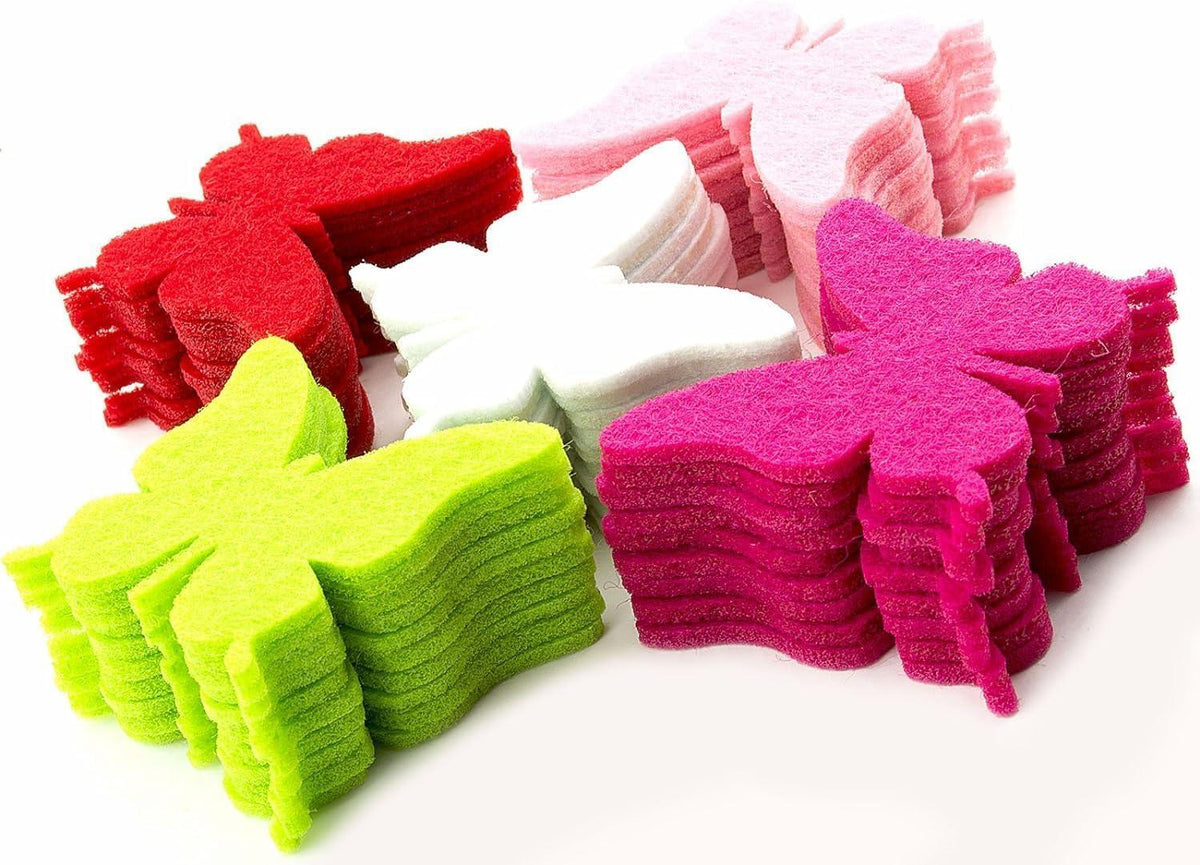 Haoser 50 pcs Colorful Felt Butterfly Die Cut Embellishment, Felt Butterfly - Haoser