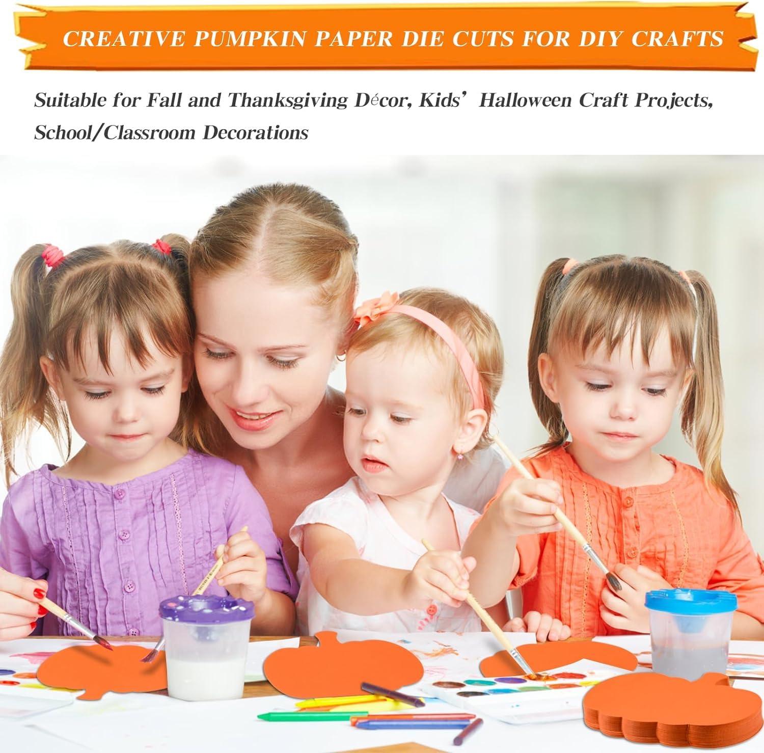 Haoser 50 pc Pcs Pumpkin Cutouts Paper Fall Harvest Pumpkin Cut-Outs Pumpkin Shaped Accents for Kids DIY Craft Projects Autumn Thanksgiving Halliween Classroom Bulletin Board Decorations - Haoser