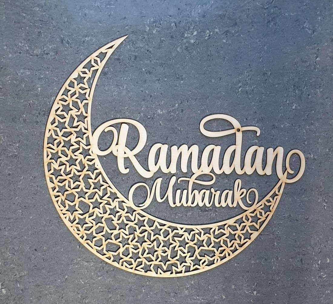Haoser eid Mubarak Hanging Decorations,Ramadan Decorations for Home,Wooden Pendant Ornament Ramadan Kareem Hollow Decoration - Haoser