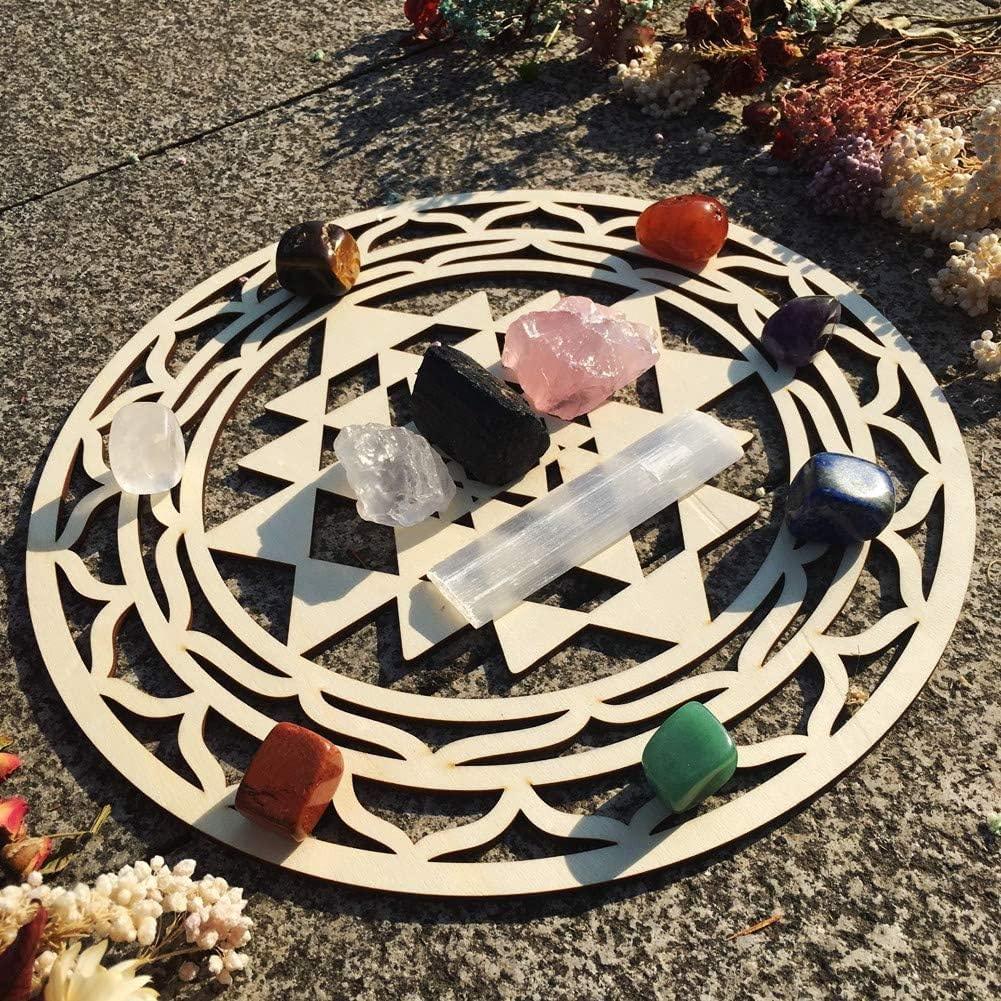 Curious Button Unfinished Wooden Geometry Wall Art Hanging Wall Sculpture Meditation Centerpiece for Home, Living Room, Yoga Wall Art, Wall Decor, Modern Wooden Wall (30 cm) - Haoser