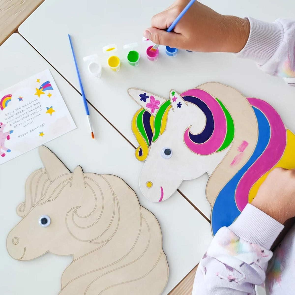 Haoser Engrave Unicorn Shape Wooden Crafts for Kids Painting DIY Crafts,Engrave Unicorn Wooden for Craft Supplies, Spring Party Home Decorations (30cm) - Haoser