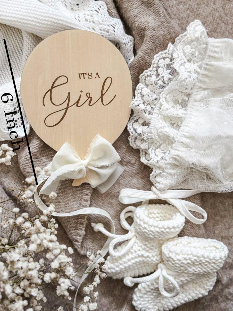 Wooden Baby Announcement Plaque Set (It’s a Boy & It’s a Girl) 6 Inch | Newborn Announcement Signs