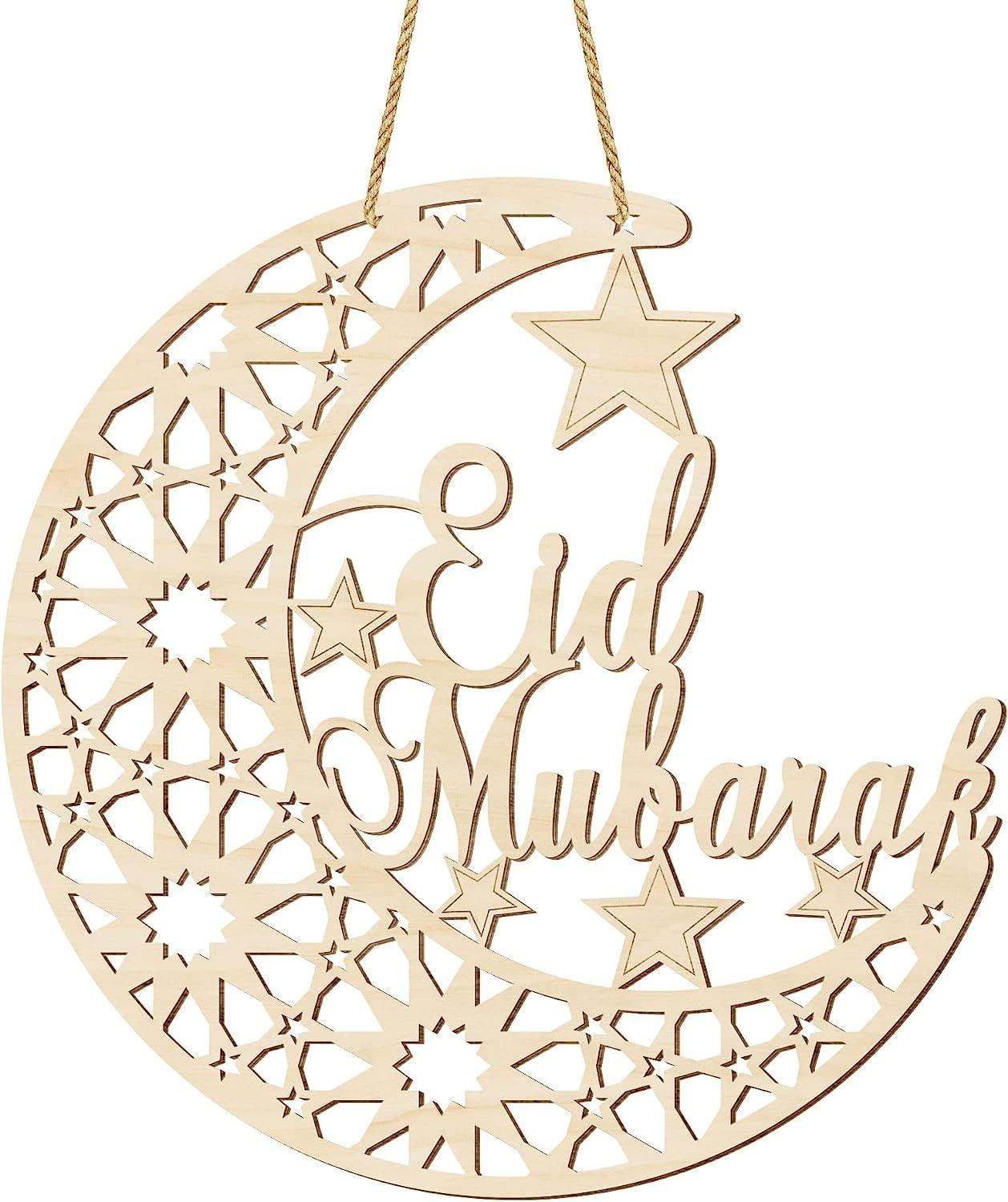 Haoser ramadan decor,Eid Mubarak Door Sign Wooden Hanging Signs,Ramadan Decorations for Home, Ramadan Door Decoration,eid gift items - Haoser