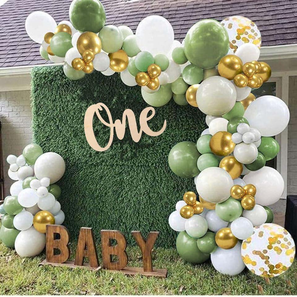 Haoser One Wooden Sign Cutout Letter for 1st Birthday Party Decorations, Baby Shower Banner Backdrop, Wall Decor Table Display Baby Chair Photo Booth Props | First Birthday Props - Haoser