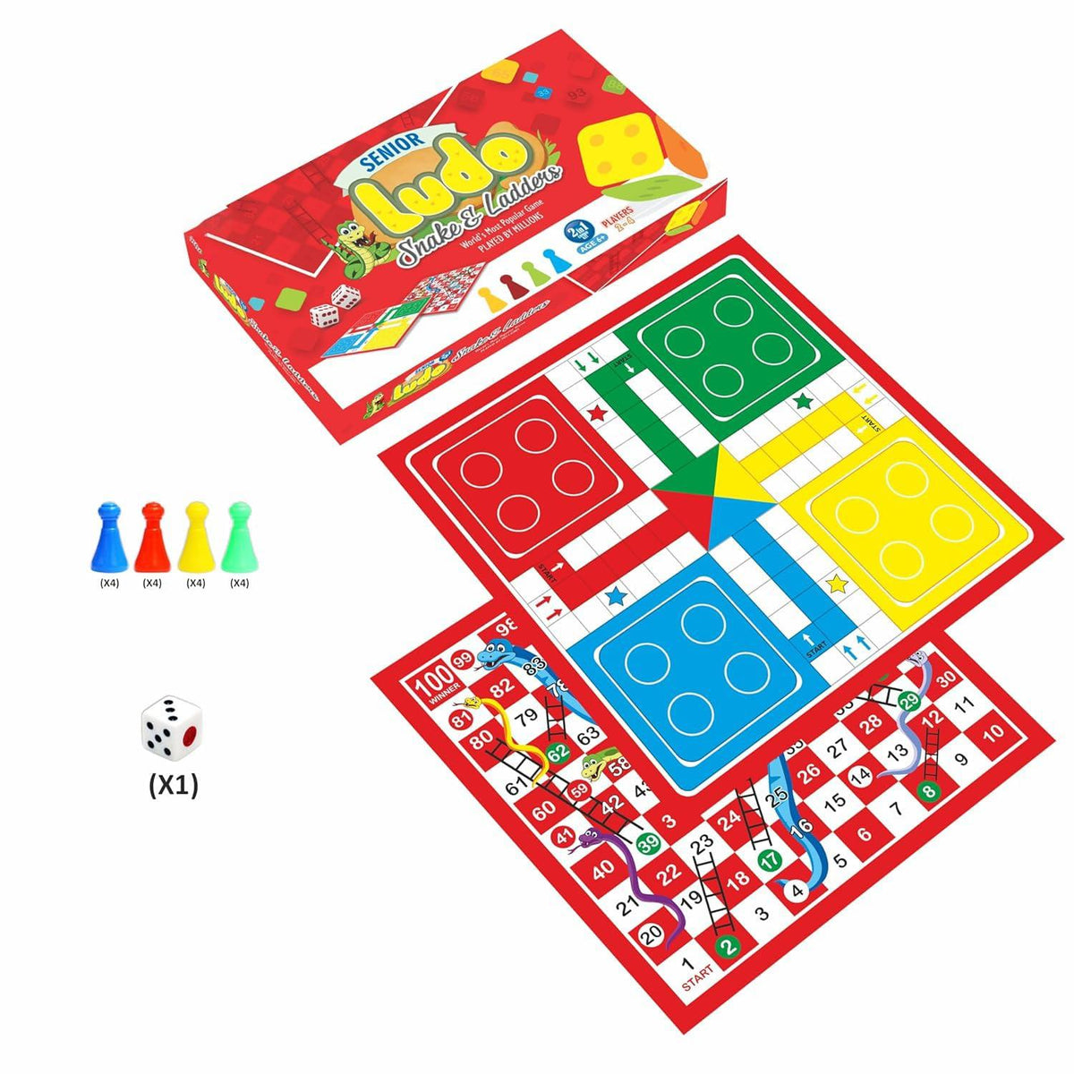 Haoser Ludo Board Game | Snakes and Ladders with Ludo Board Game for Kids and Family Fun - Haoser