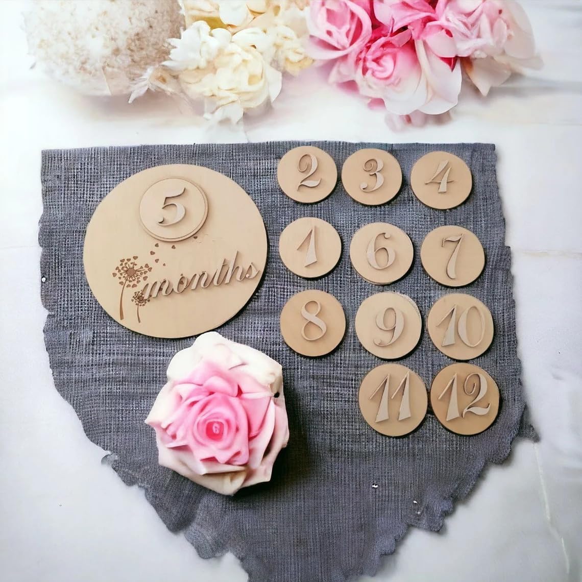 Set 13 Wooden Baby Milestone Plaque Baby Monthly Milestone