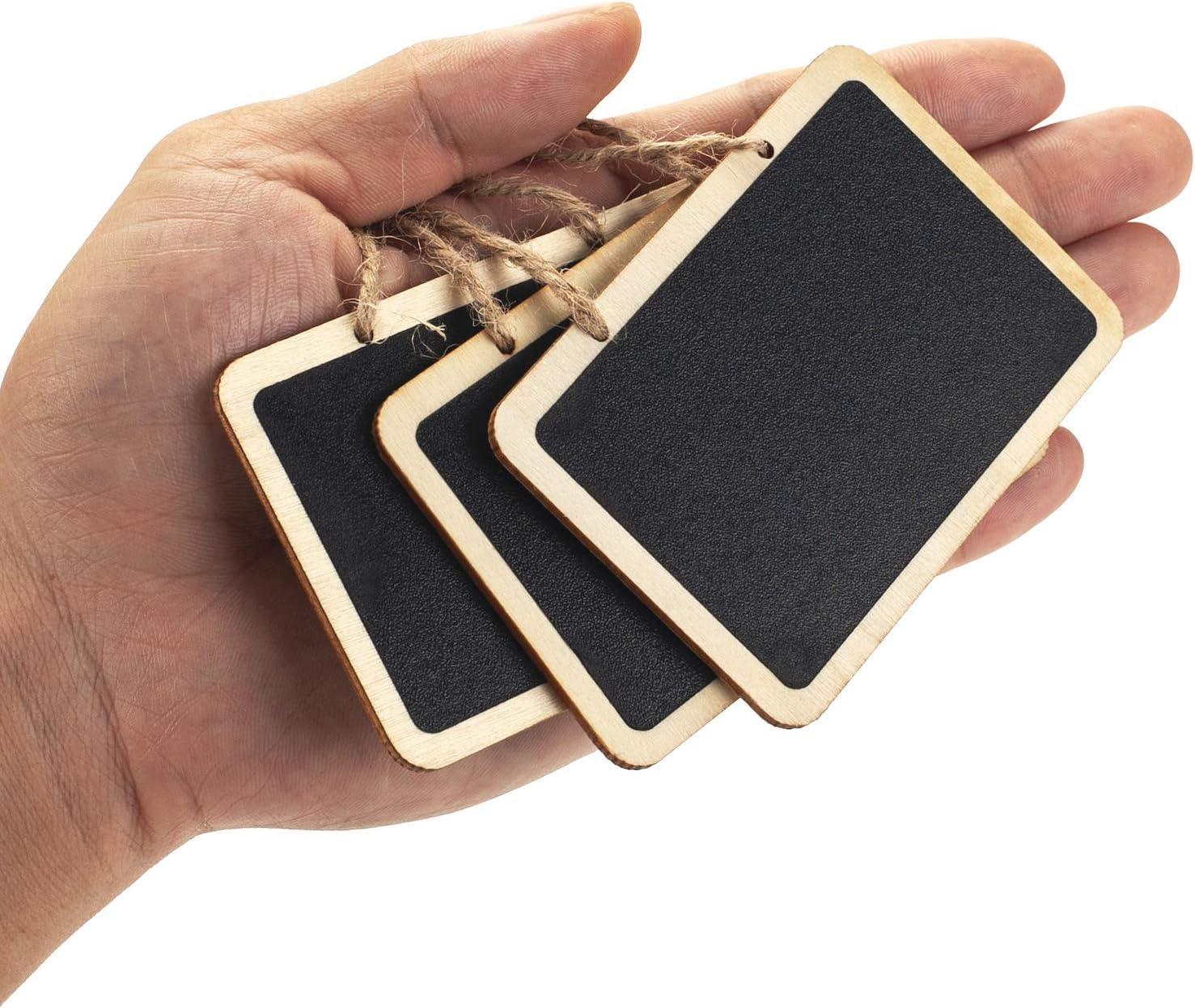 Haoser Chalkboard Tags with Jute Twine, Mini Erasable Chalkboards with Hanging String, Wooden Mini Chalkboard Signs, Hanging Chalkboard Labels, Price Tags, Message Tags - Haoser