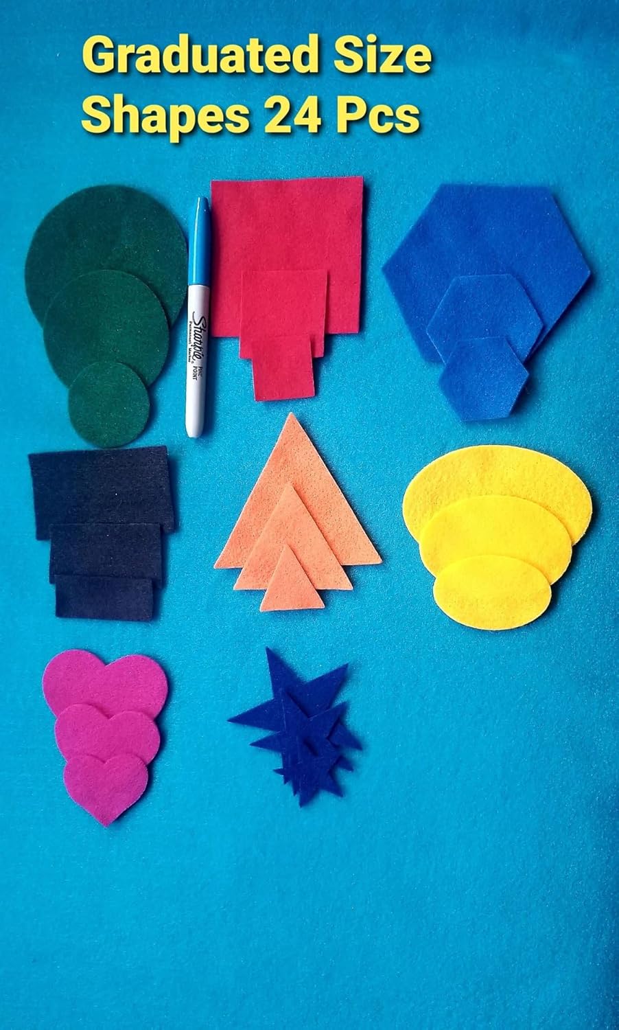 Felt Shapes Graduated Size Set – 24 Pcs | Preschool Learning Game