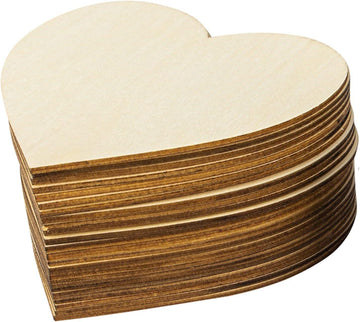 Haoser Heart MDF Pine Wood 1 inch -2.5 mm Thick Wood Hearts for Crafts, Unfinished Wooden Heart Cutouts, Heart Wood Slices Board for Resin Art, Mandala Art, Pyrography, Painting - Haoser