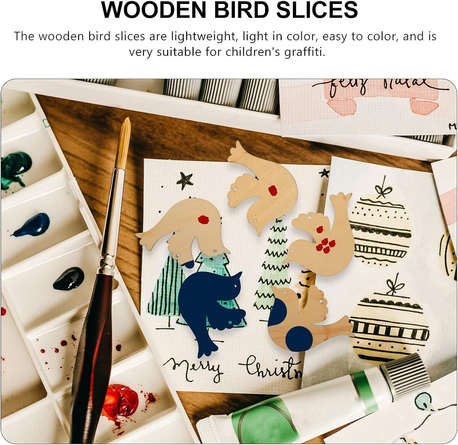Haoser Wooden Bird Cutouts, Unfinished Wood Birds, Bird Wood Shapes, 12 Piececs Bird Wood DIY Crafts Cutouts,Bird Wood Cutouts,Bird Wood DIY Crafts Cutouts,Hanging Wooden Birds Ornaments - Haoser