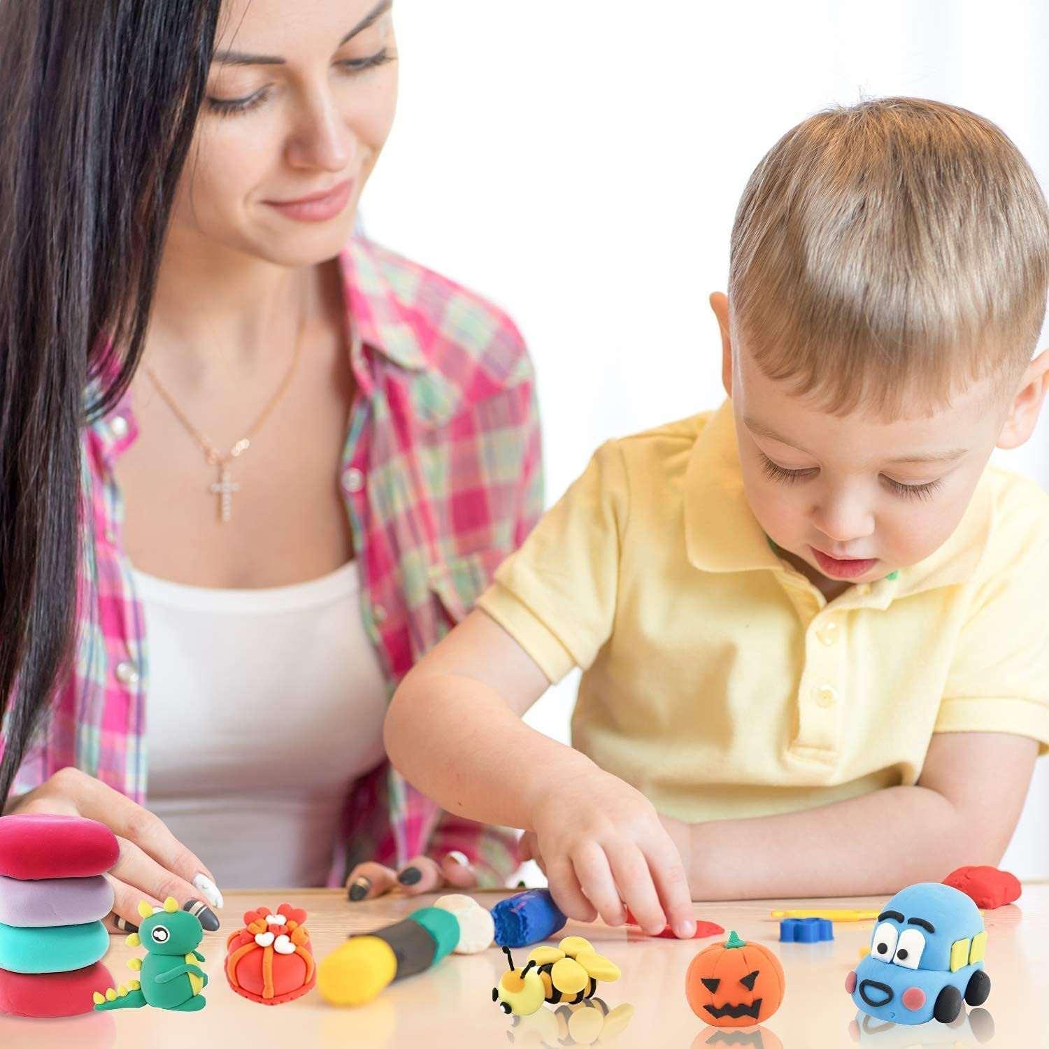 Haoser 12 Colors Air Dry Magic Clay, Ultra-Light Creative Art and Craft Air Dry Super Clay with Carving Molding Tools Kit for Kids (Pack of 1) Animal Decoration Accessories, Kids Art Crafts Best Gift - Haoser