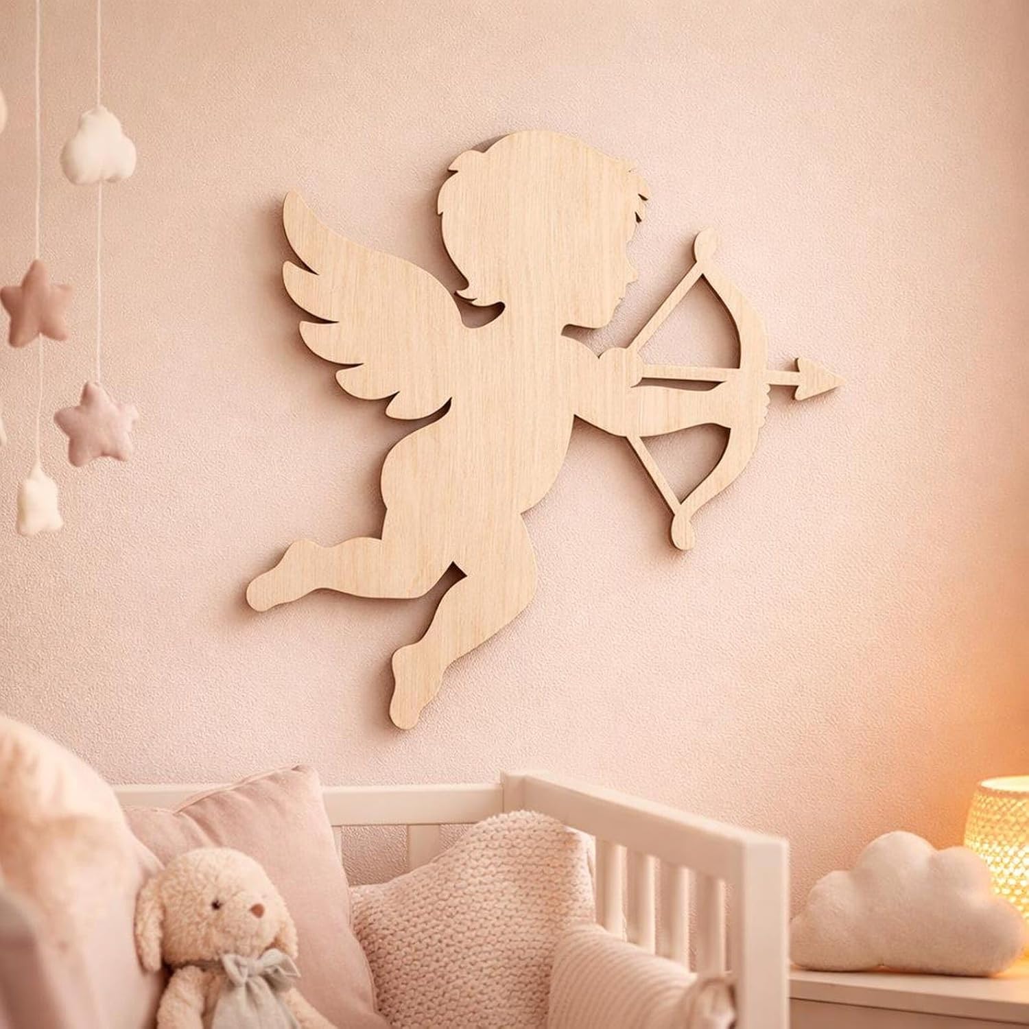 5 Pcs Cupid Angel Wooden Cutouts for DIY Craft | Unfinished Cupid Archer Shape