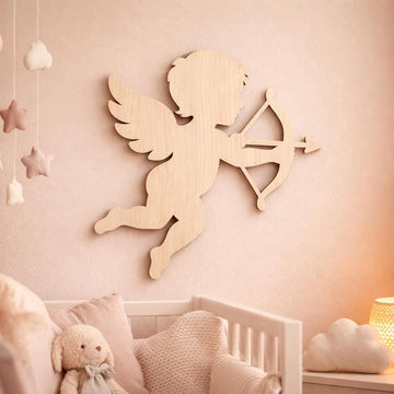5 Pcs Cupid Angel Wooden Cutouts for DIY Craft | Unfinished Cupid Archer Shape